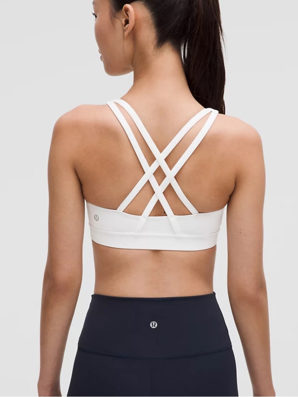 lululemon athletica Energy White Cross-Back Sports Bra